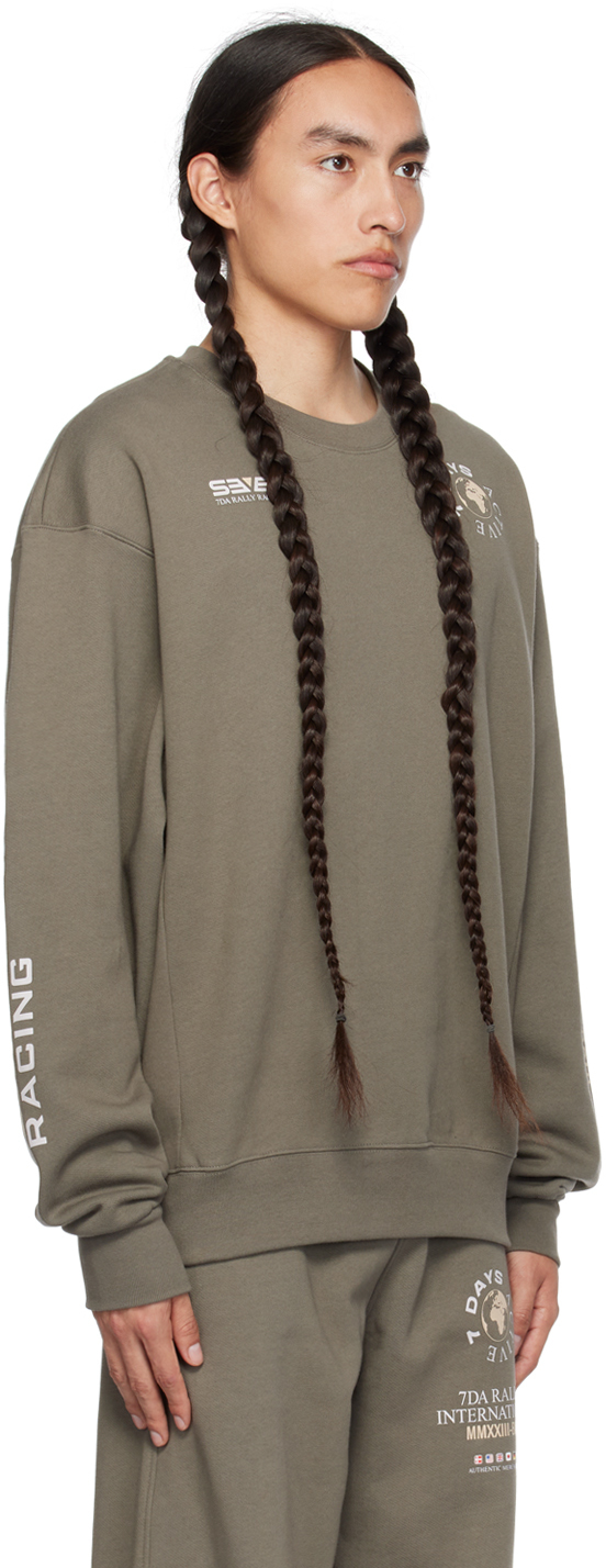 Shop 7 Days Active Khaki Graphic Sweatshirt In 528 Gunmetal