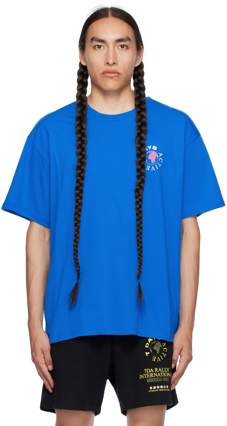 【関税込み】7 DAYS Active ブルー ロゴグラフィック Tシャツ 7 DAYS Activeのブルー ロゴグラフィック Tシャツがセール中