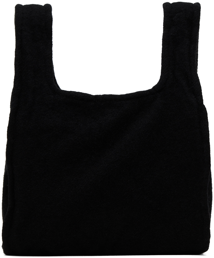 Black Wool Tweed Tote