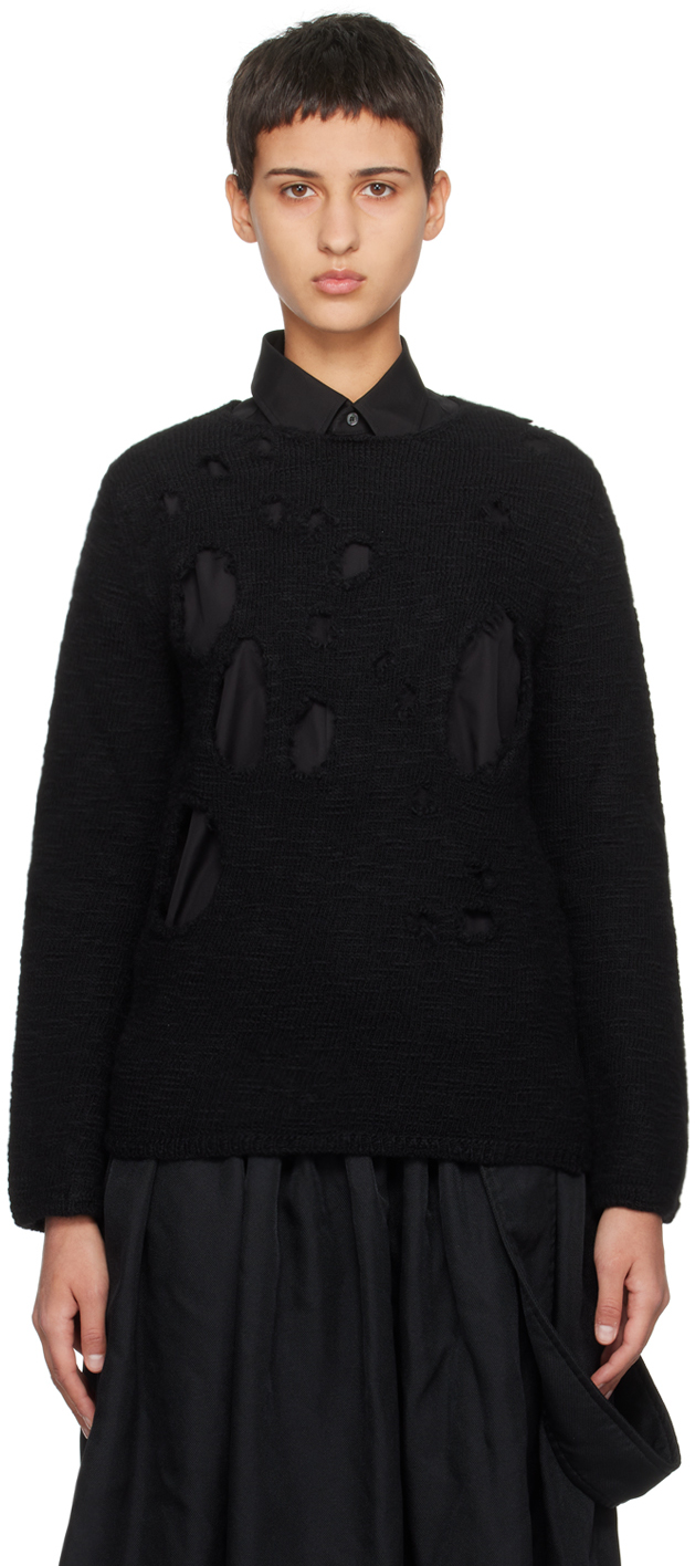 Black Comme Des Garçons Black Distressed Sweater In 1 Black