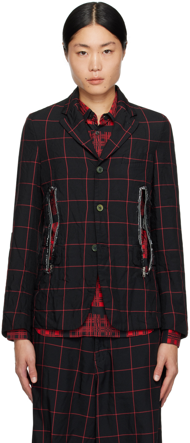 Black & Red Vented Blazer