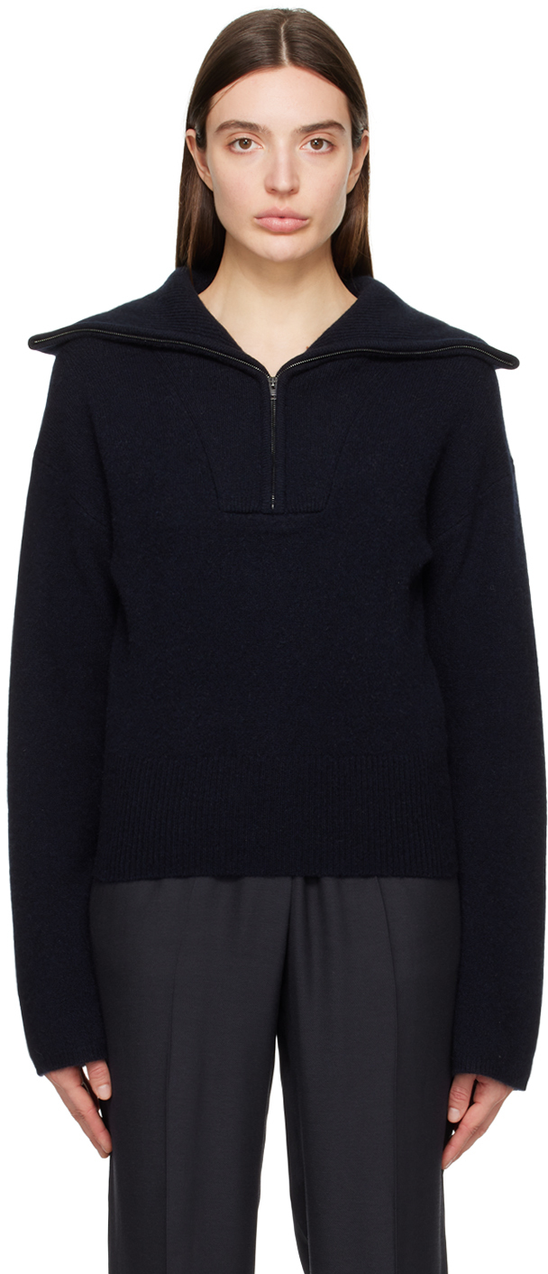 Shop Joseph Navy Half-zip Sweater In 0370 Navy