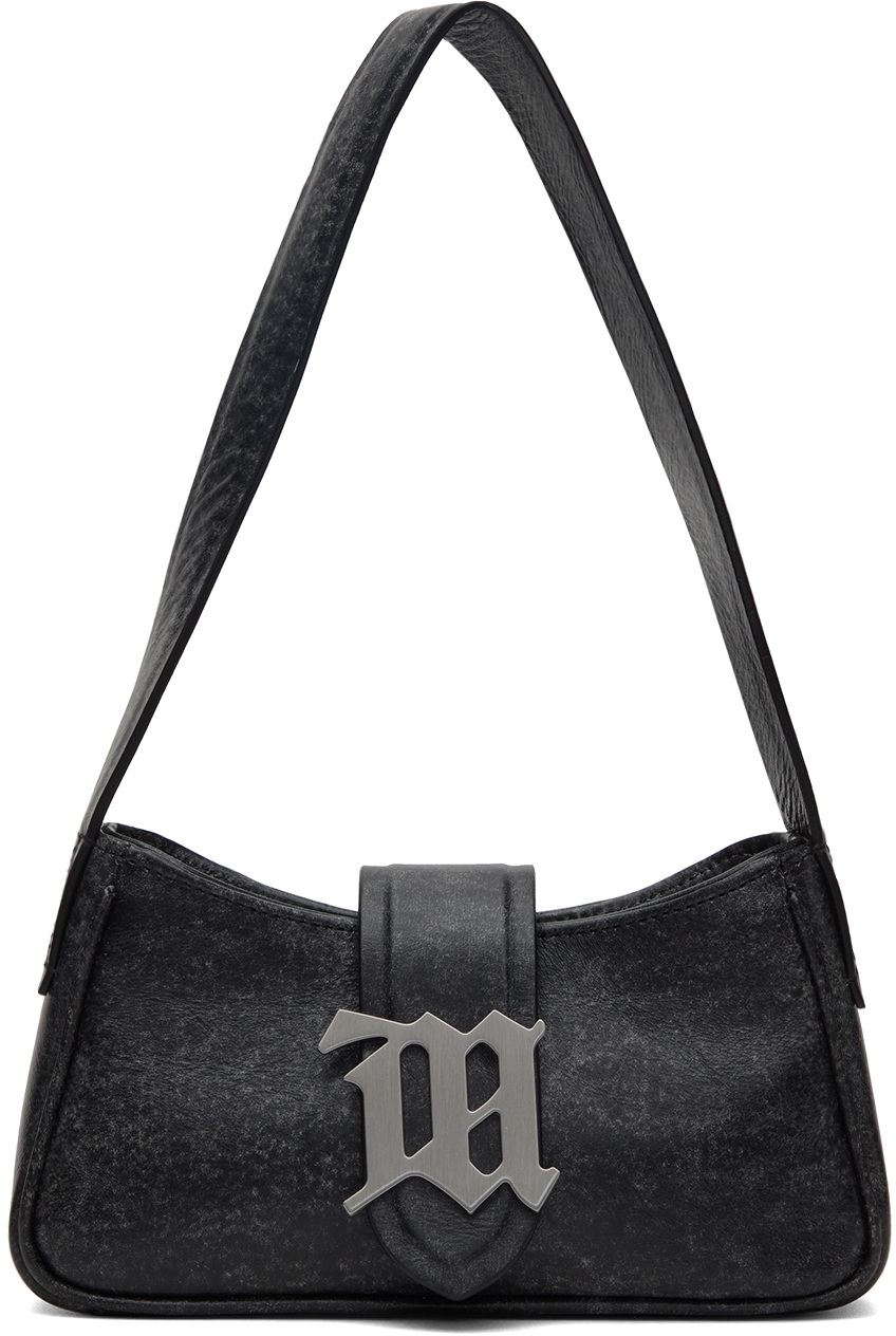 Misbhv Logo-plaque Detail Shoulder Bag In Cracked Black