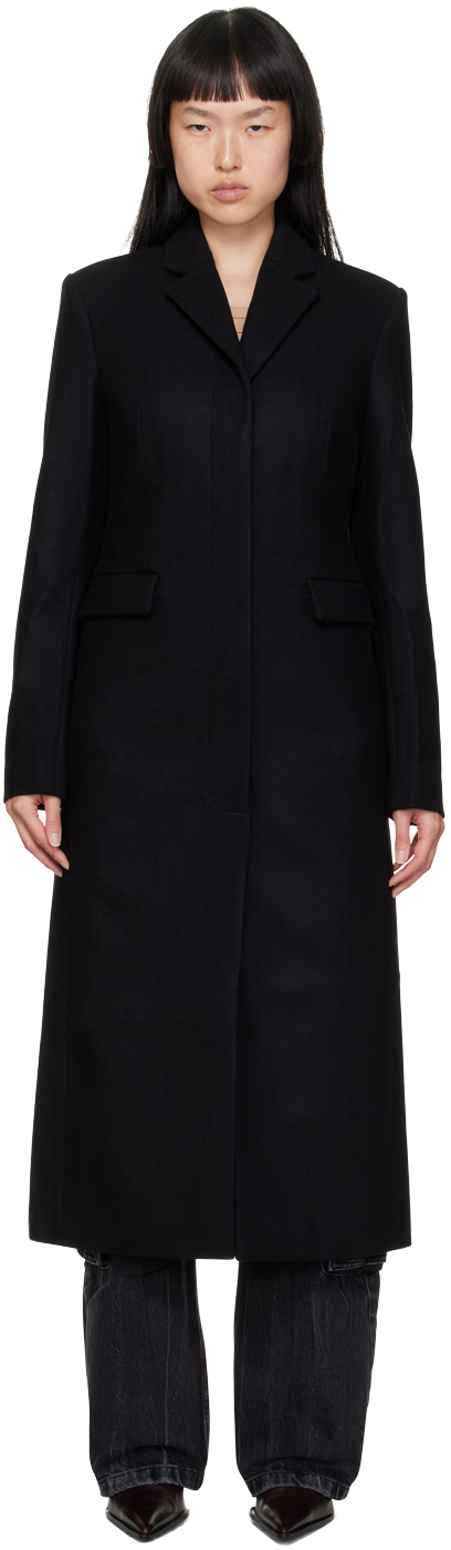 Black Notched Lapel Coat by MISBHV on Sale