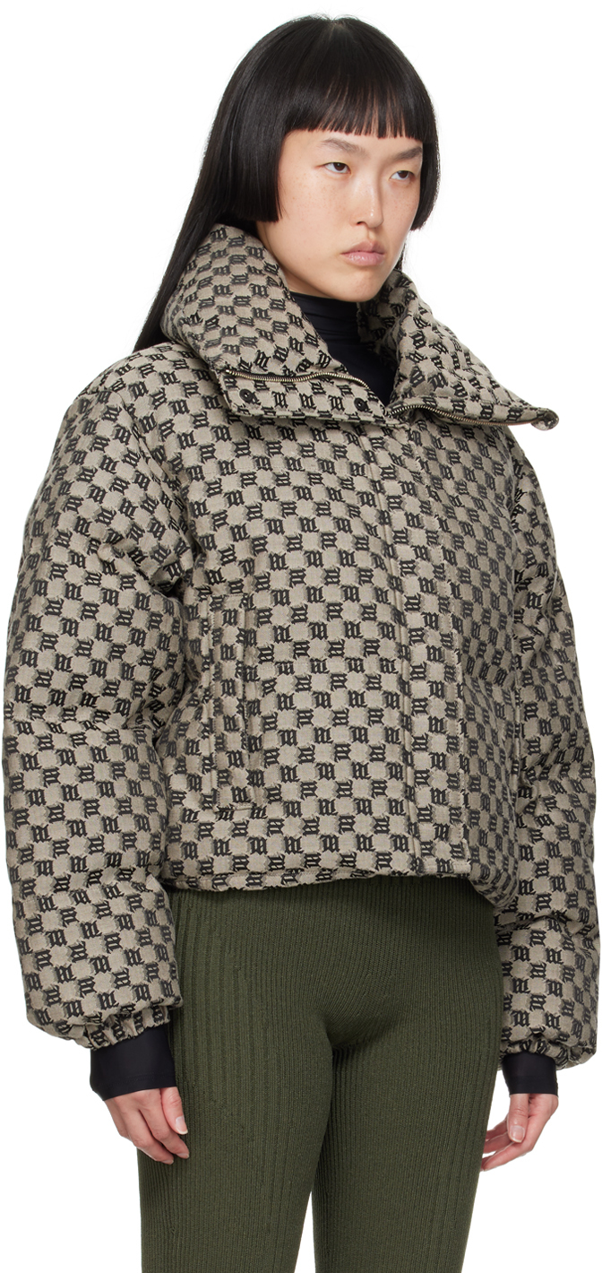 MISBHV Signature Monogram Jacquard Puffer Jacket - Beige