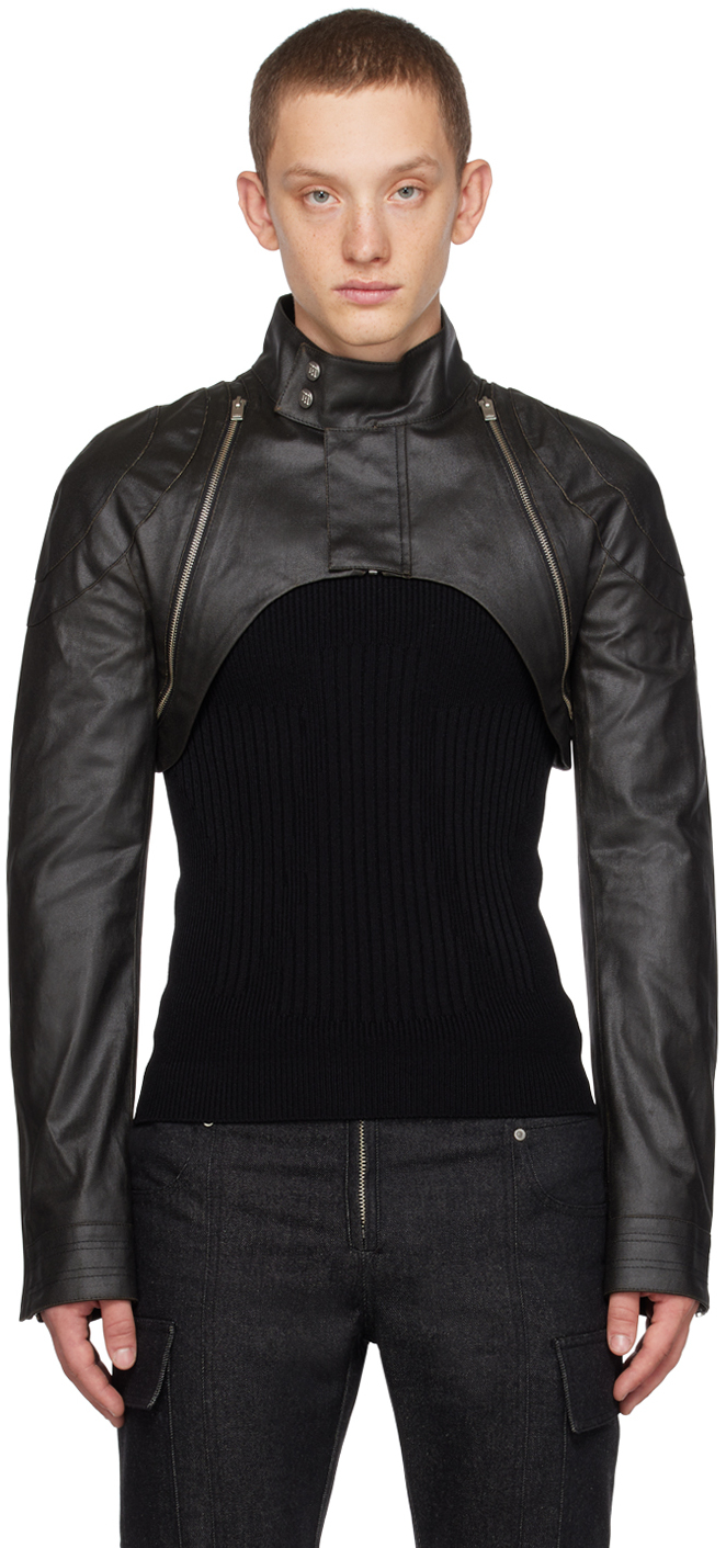 MISBHV Black Monogram Leather Jacket