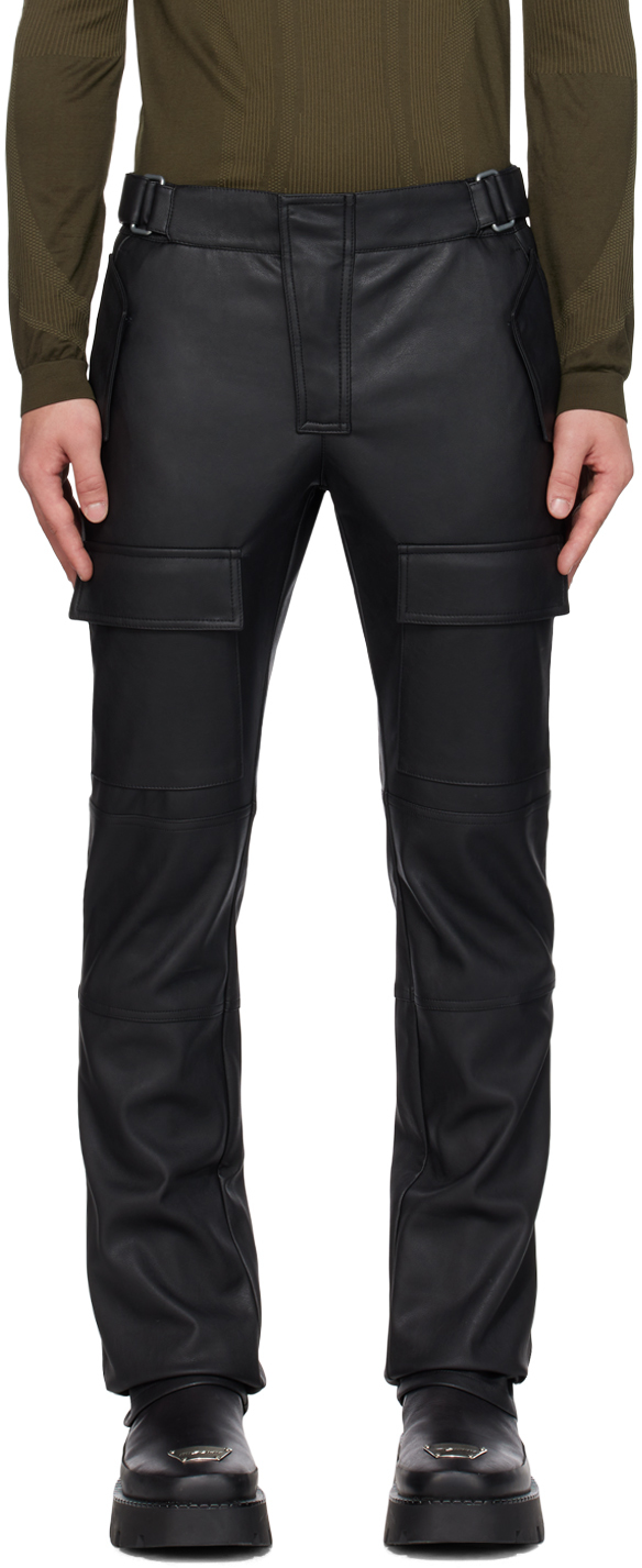MISBHV Black StraightLeg FauxLeather Cargo Pants SSENSE