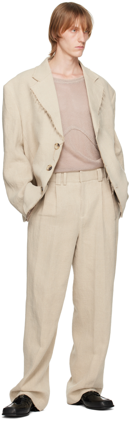 Misbhv Beige Jordan Barrett Edition Deconstructed Blazer In Beige