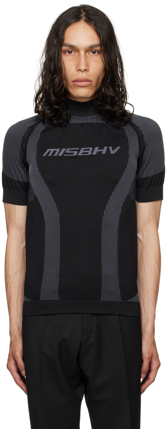 Misbhv Black Jacquard Turtleneck In Muted Black