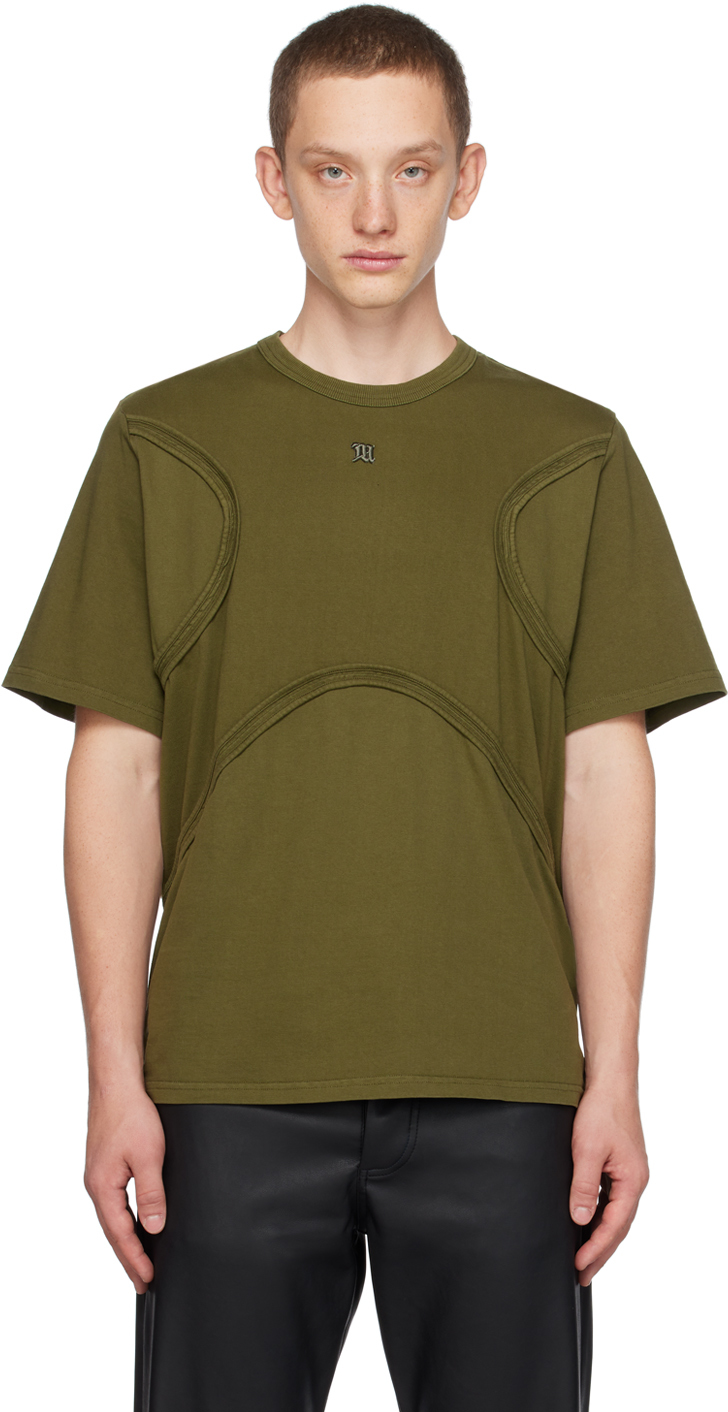 Misbhv X Decorative-stitch Cotton T-shirt In Grunge Olive