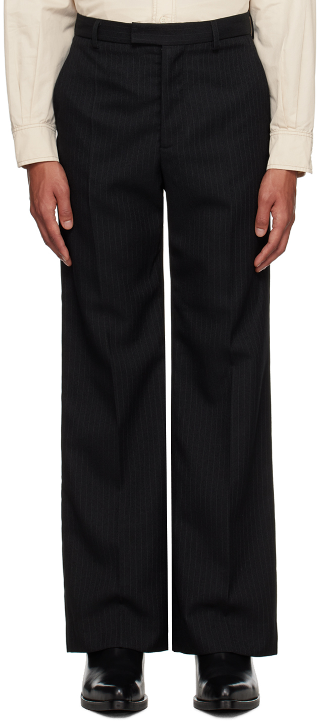 Maiden Name Gray Caleb Trousers In Charcoal Pinstripe