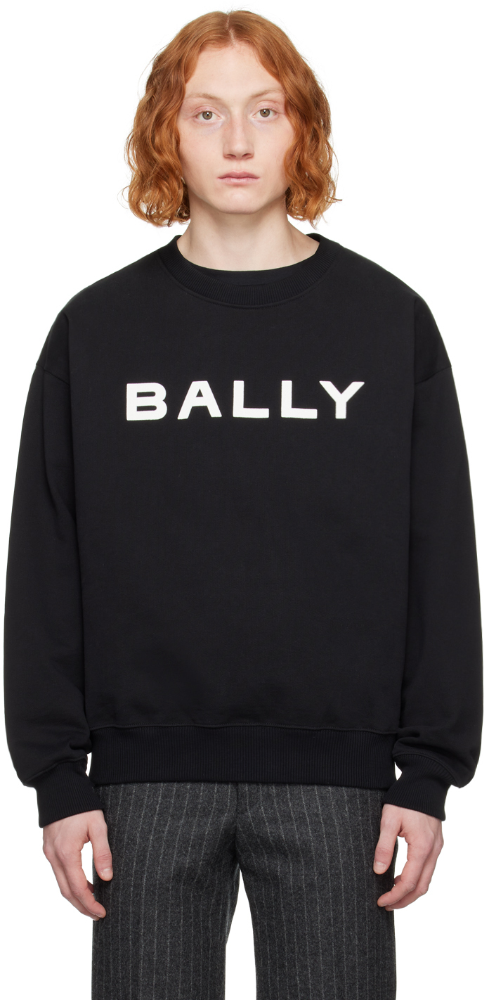 Shop Bally Black Flocked Sweatshirt
