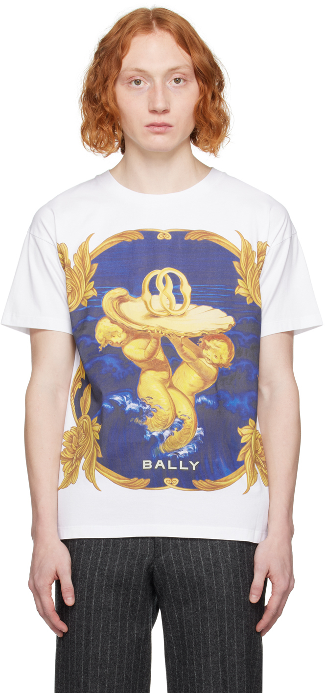 White Graphic T-Shirt by Bally on Sale