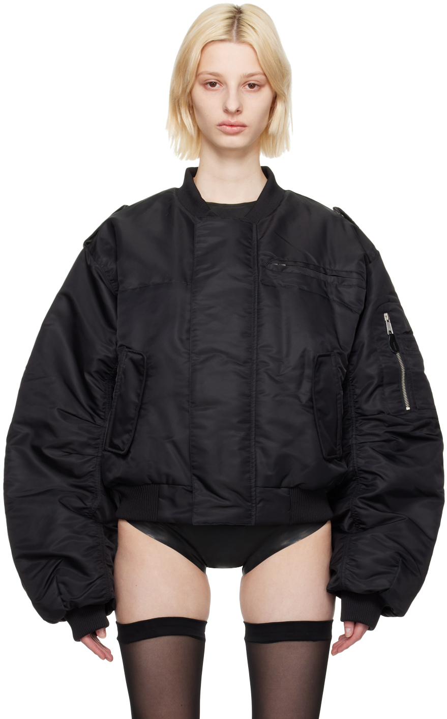 Entire Studios Ssense Exclusive Black A-2 Bomber Jacket In Oil