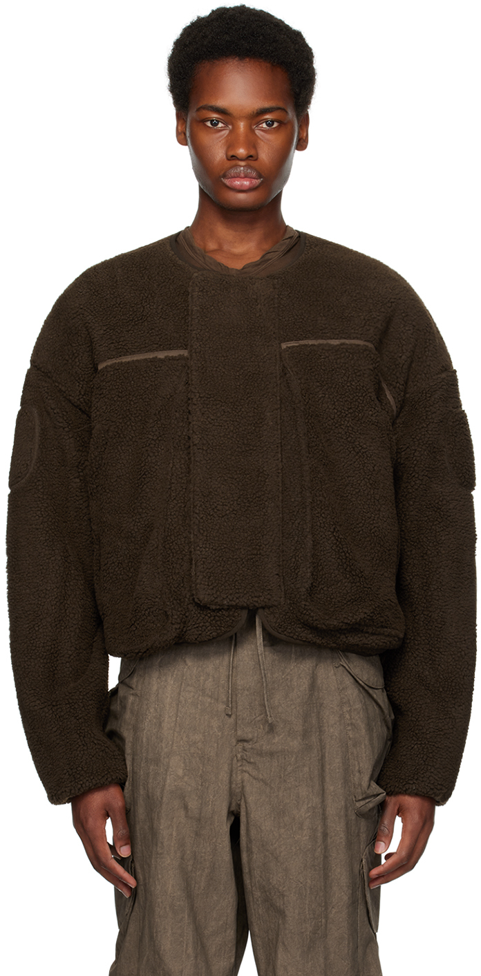 Entire Studios Fluffy Tech Fleece Bomber Jacket In Brown | ModeSens