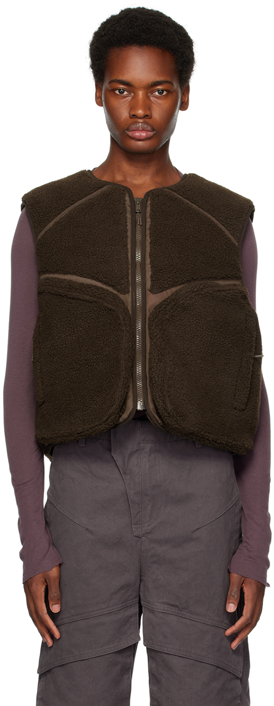 Shop Entire Studios Brown Fluffy Vest In Bear