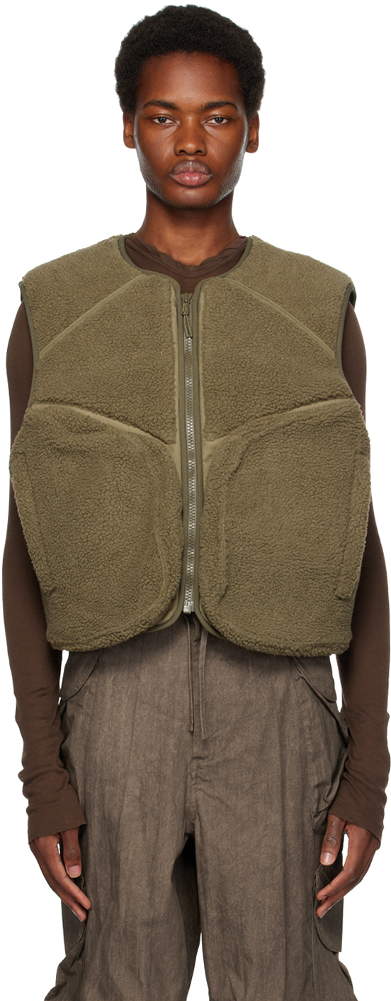 Entire Studios Cropped Fleece Vest In Green