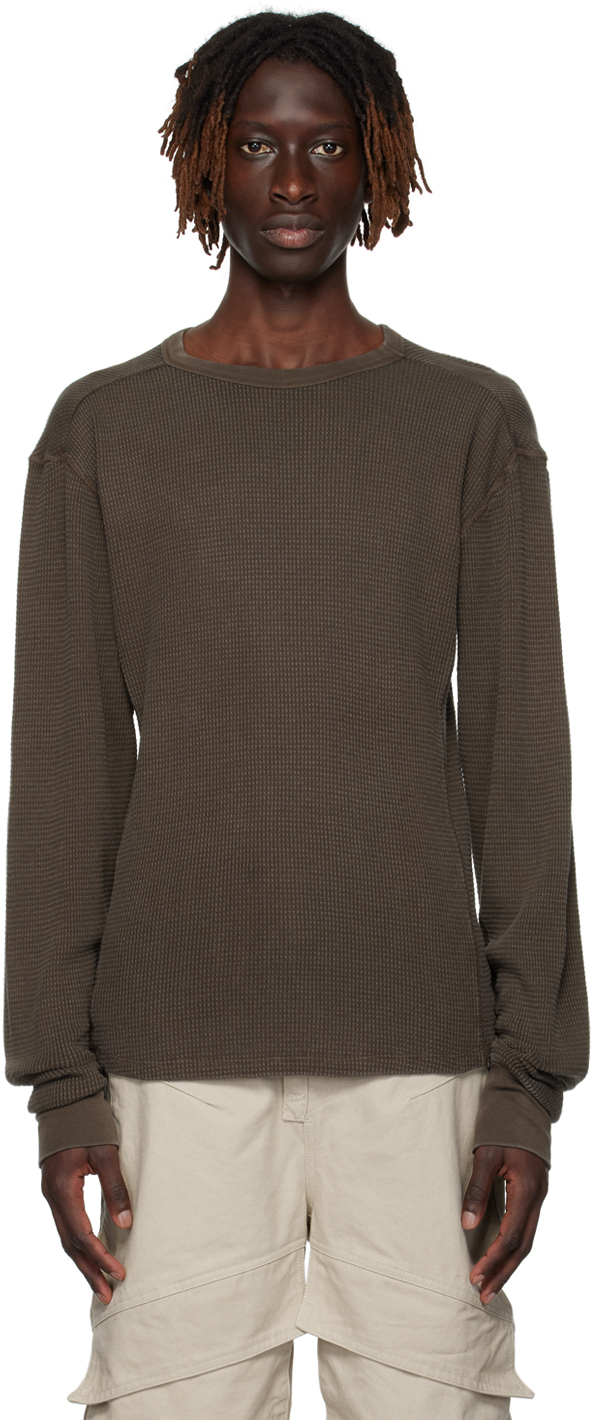 ENTIRE STUDIOS BROWN THERMAL LONG SLEEVE T-SHIRT