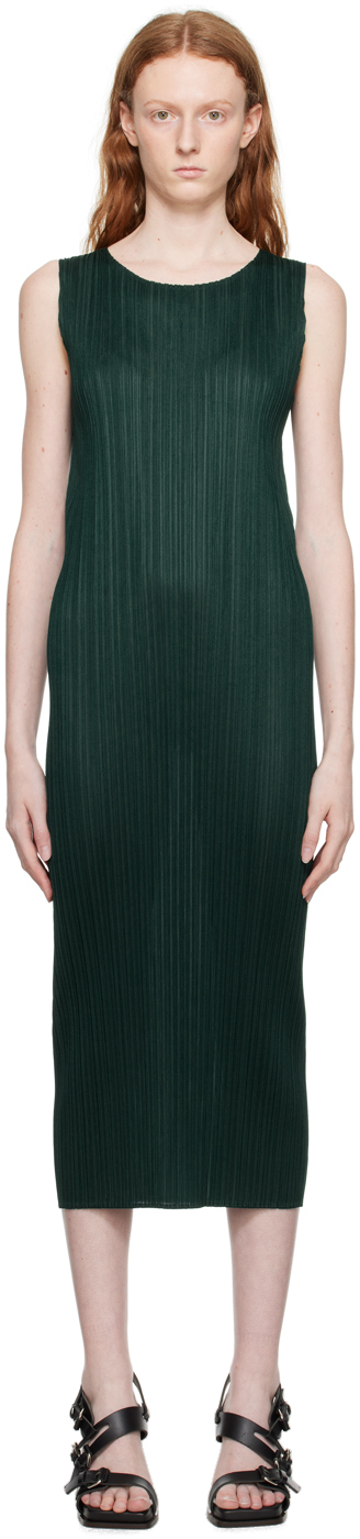 Issey Miyake Green New Colorful Basics 3 Midi Dress In 69 Dark