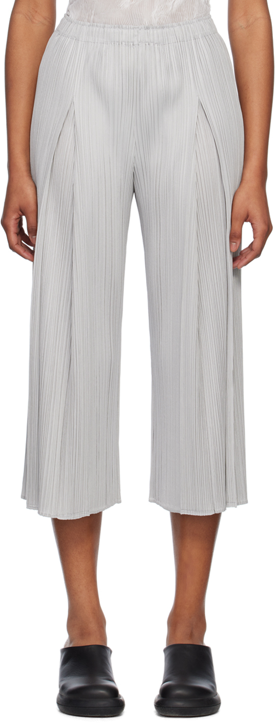 Pleats Please Issey Miyake: Gray Monthly Colors April Trousers | SSENSE