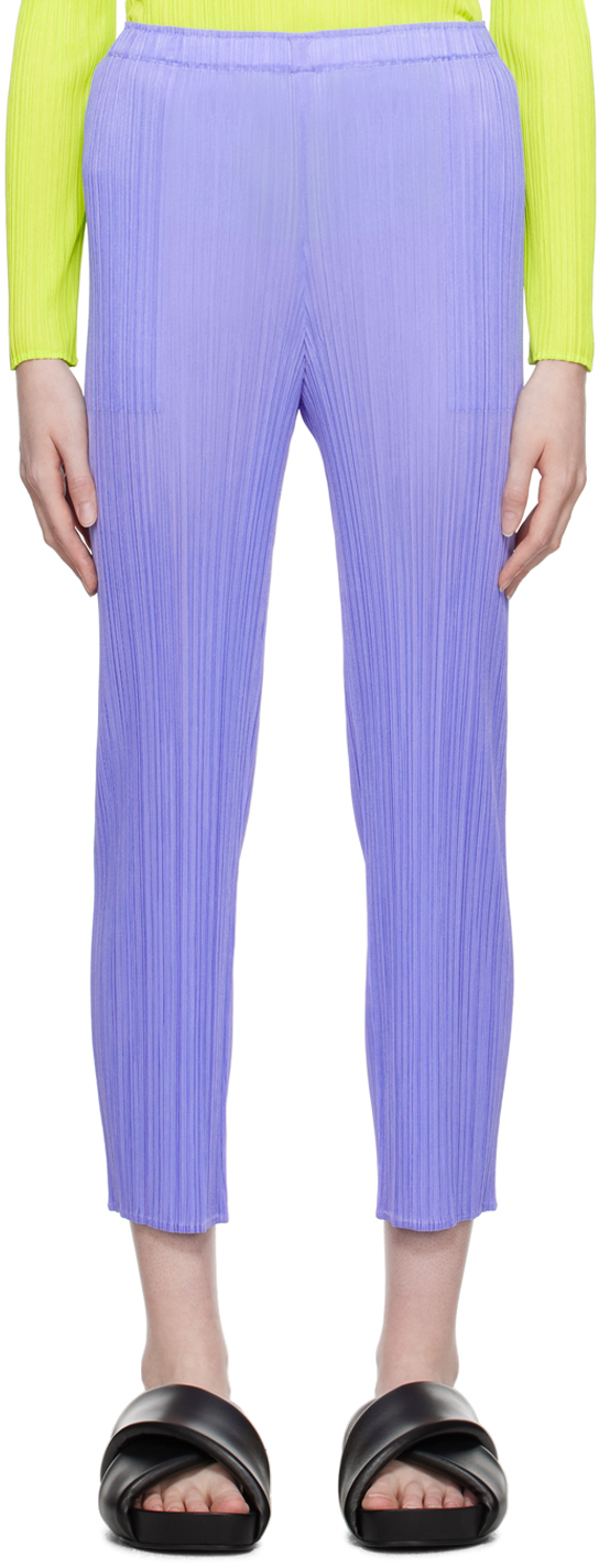 PLEATS PLEASE ISSEY MIYAKE: Blue New Colorful Basics 3 Trousers 