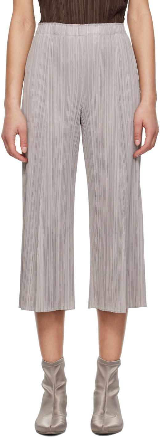 Pleats Please Issey Miyake: Gray Mellow Trousers | SSENSE Canada