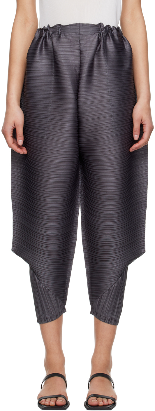 Issey Miyake Gray Path Trousers In 19 Dark Gray | ModeSens