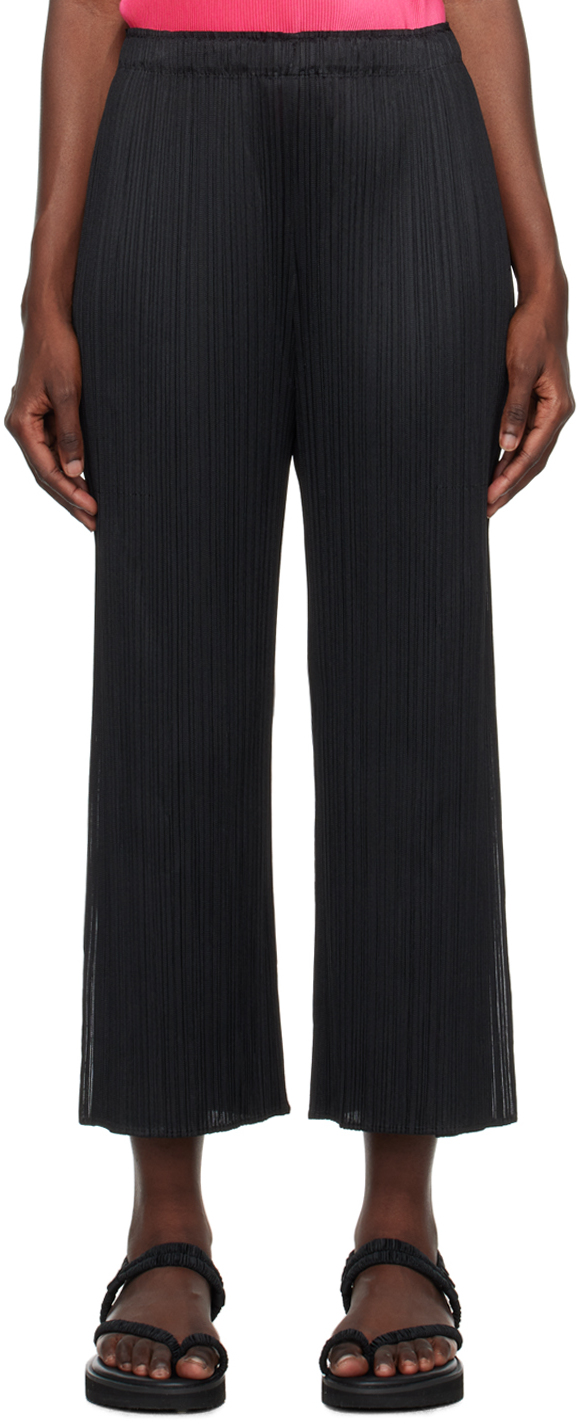 PLEATS PLEASE ISSEY MIYAKE: Black Monthly Colors July Trousers