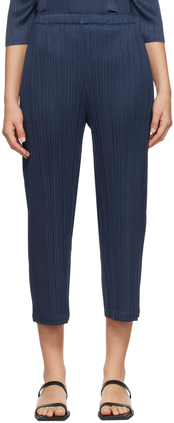 Pleats Please Issey Miyake: Navy Monthly Colors August Trousers