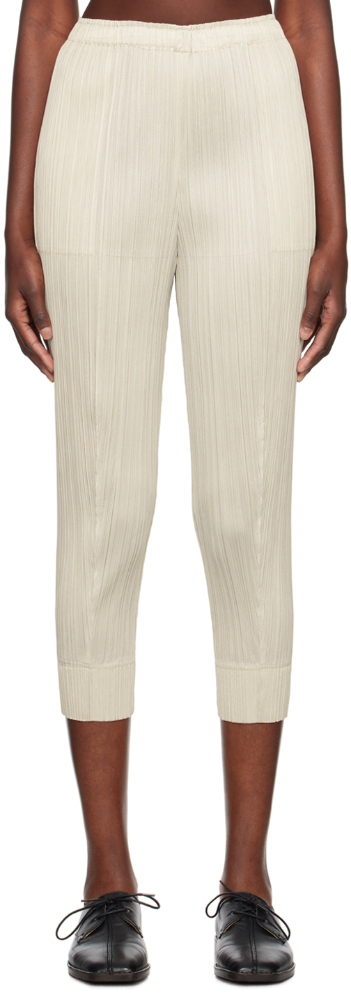 Beige Monthly Colors September Trousers by PLEATS PLEASE ISSEY 