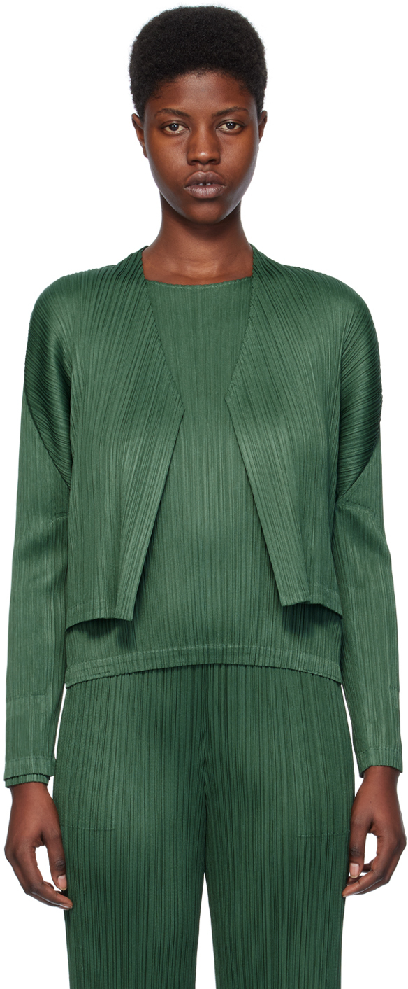 Issey Miyake Green Monthly Colors December Cardigan In 63 Moss Green