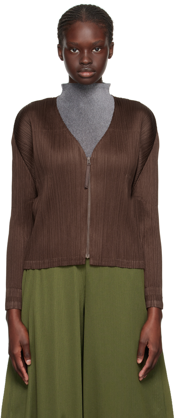 Issey Miyake Brown Monthly Colors September Cardigan