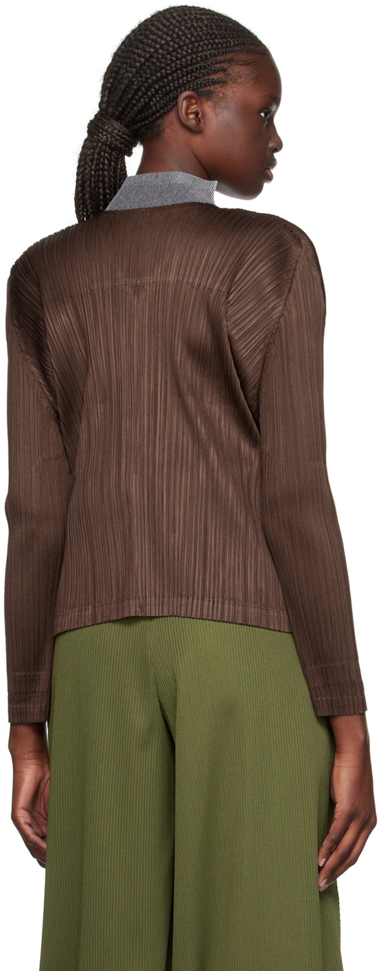 Pleats Please Issey Miyake Brown Monthly Colors September Cardigan