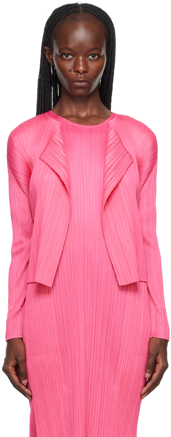 Pleats Please Issey Miyake: Pink Monthly Colors July Cardigan | SSENSE