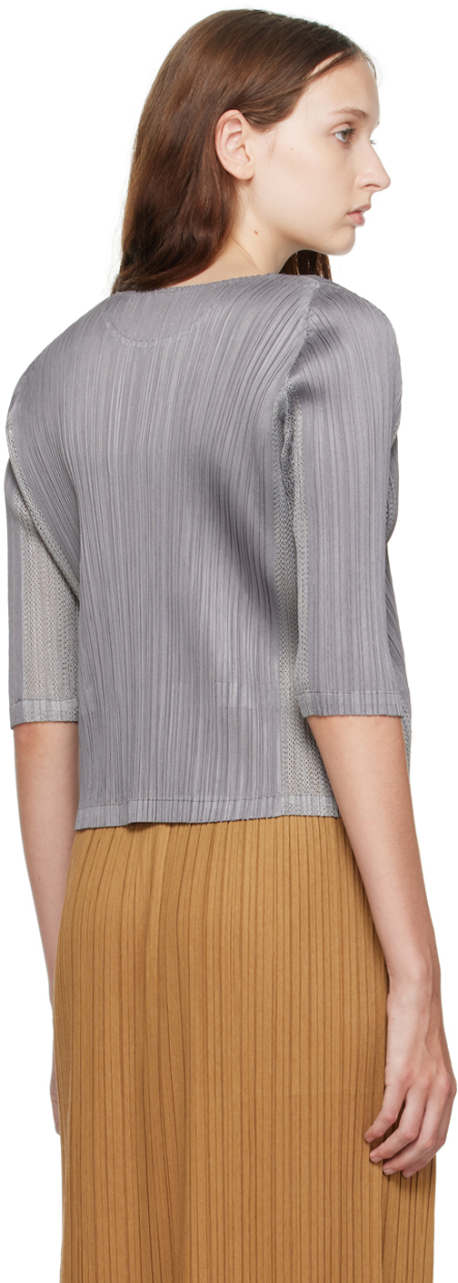 PLEATS PLEASE ISSEY MIYAKE Gray Flick Sweater | Smart Closet