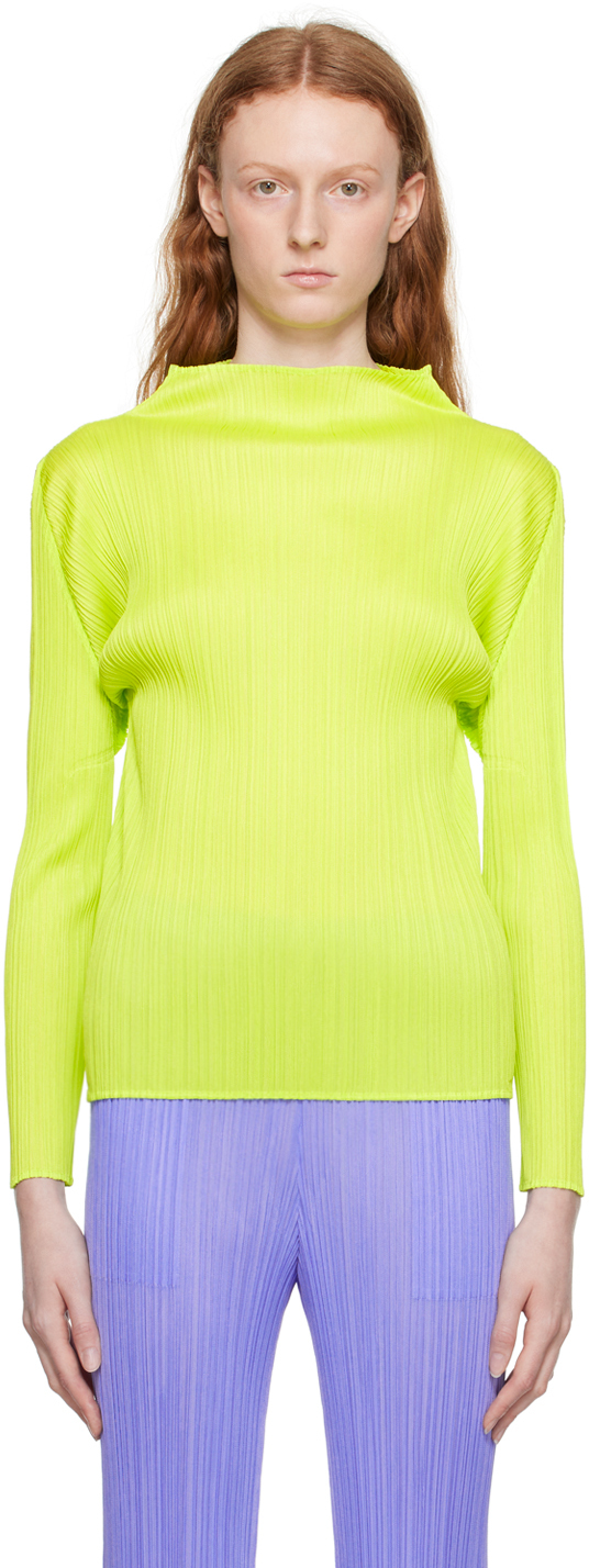 Issey Miyake Green New Colorful Basics 3 Turtleneck In 59 Yellow Green