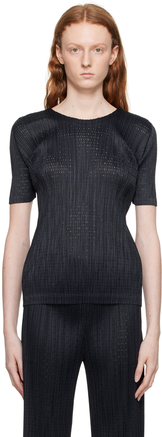 Black Float T-Shirt by Pleats Please Issey Miyake on Sale