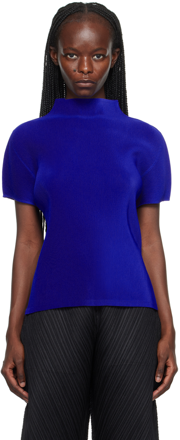 Pleats Please Issey Miyake: Blue Mist July Turtleneck | SSENSE