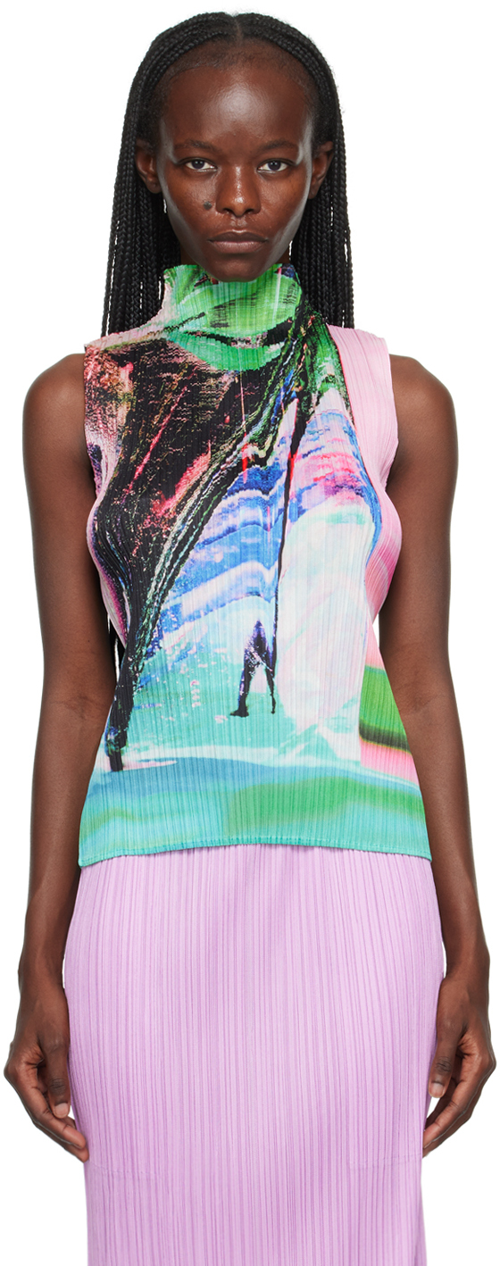 Shop Issey Miyake Multicolor Tropical Winter Tank Top In 22 Pink