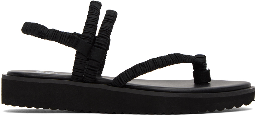Issey Miyake Black Pleats Strap Sandals In 15 Black