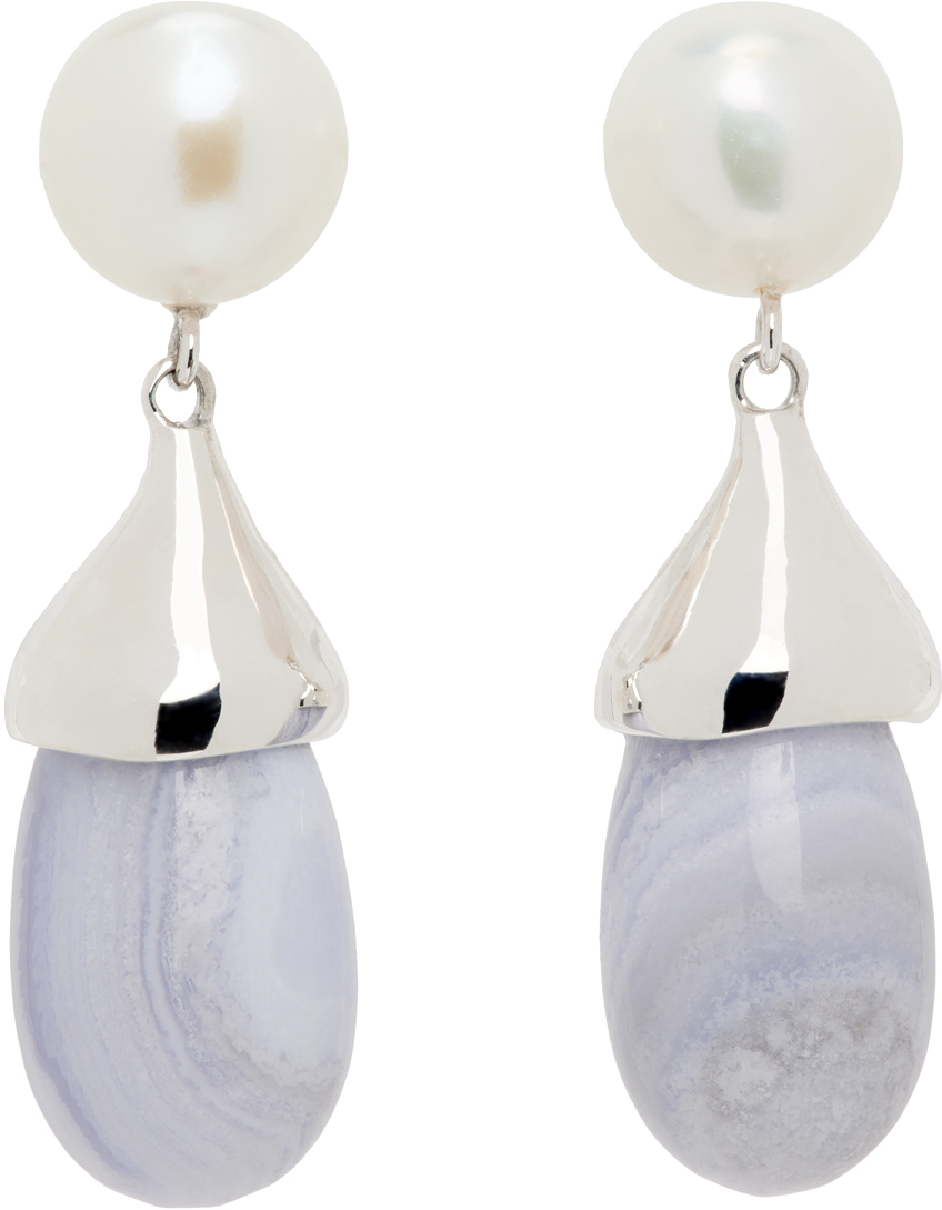 SSENSE Exclusive Silver & Blue Audrey Earrings