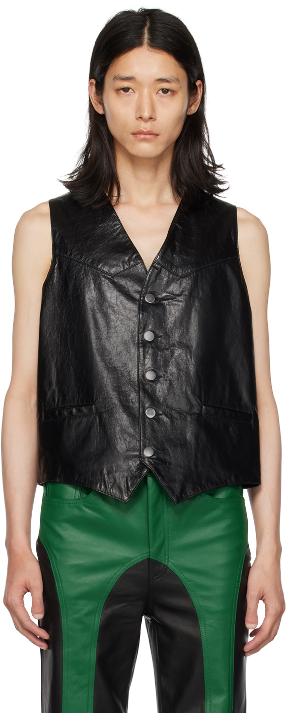 SSENSE Exclusive Black Leather Vest