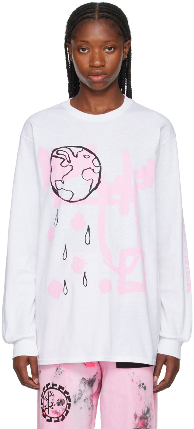 White Printed Long Sleeve T-Shirt