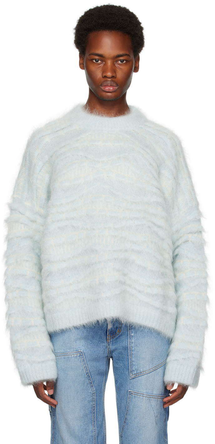 Bonsai Blue Jacquard Sweater In Ice Ice