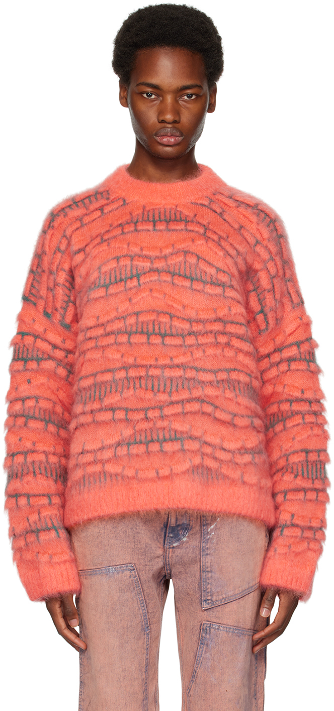 Bonsai Orange Jacquard Sweater In Peach Amber
