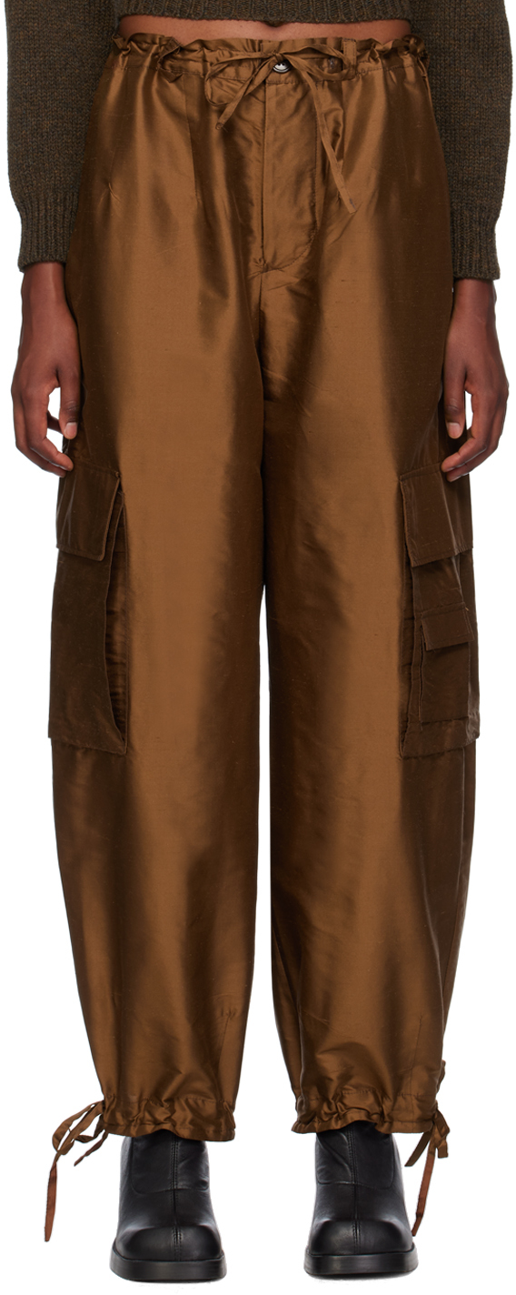 Cawley Brown Drawstring Trousers In Bark