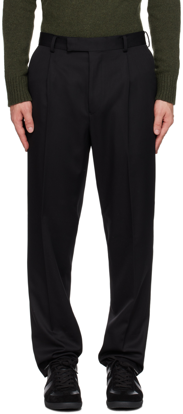 Black Pleated Trousers by WACKO MARIA on Sale