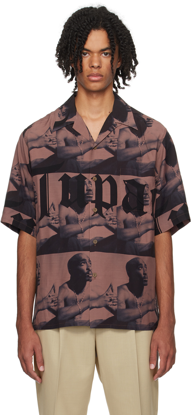 Burgundy 'Tupac' Shirt by WACKO MARIA on Sale