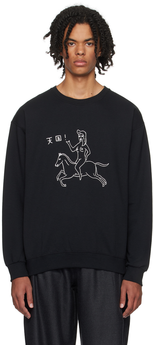 WACKO MARIA: Black Printed Sweatshirt | SSENSE Canada