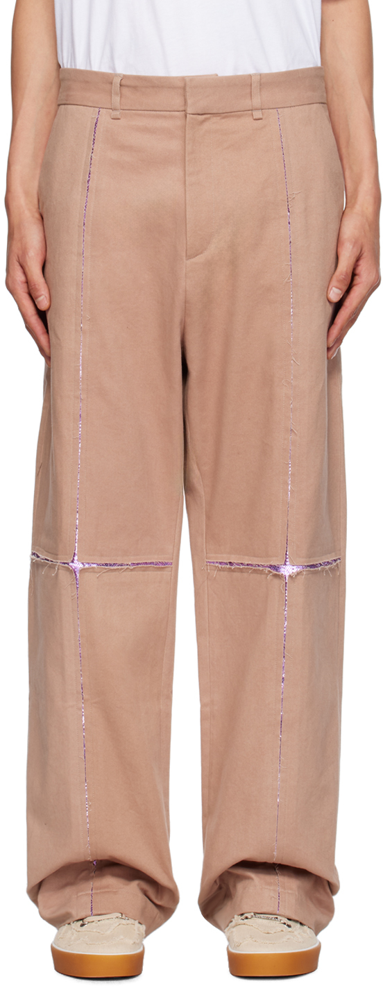 Beige Sequins Trousers